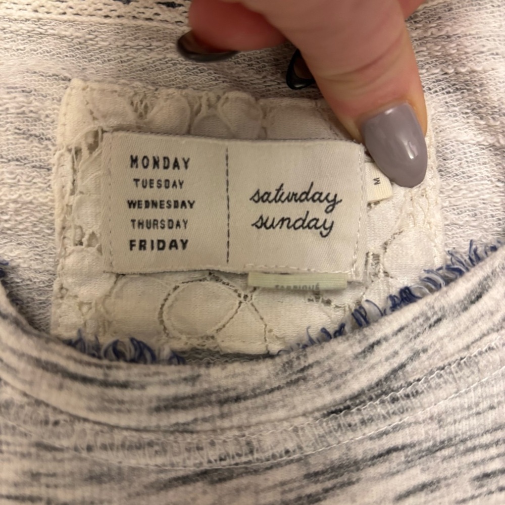 Saturday Sunday Elora Denim Ruffle Pullover Top. - Picture 4 of 8